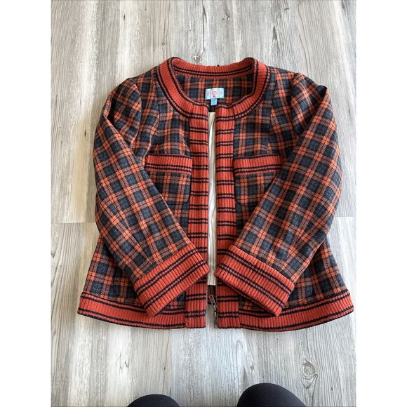 Anthropologie - Plenty By Tracy Reese Plaid  Sweater With Pockets Size 8 - Picture 1 of 12